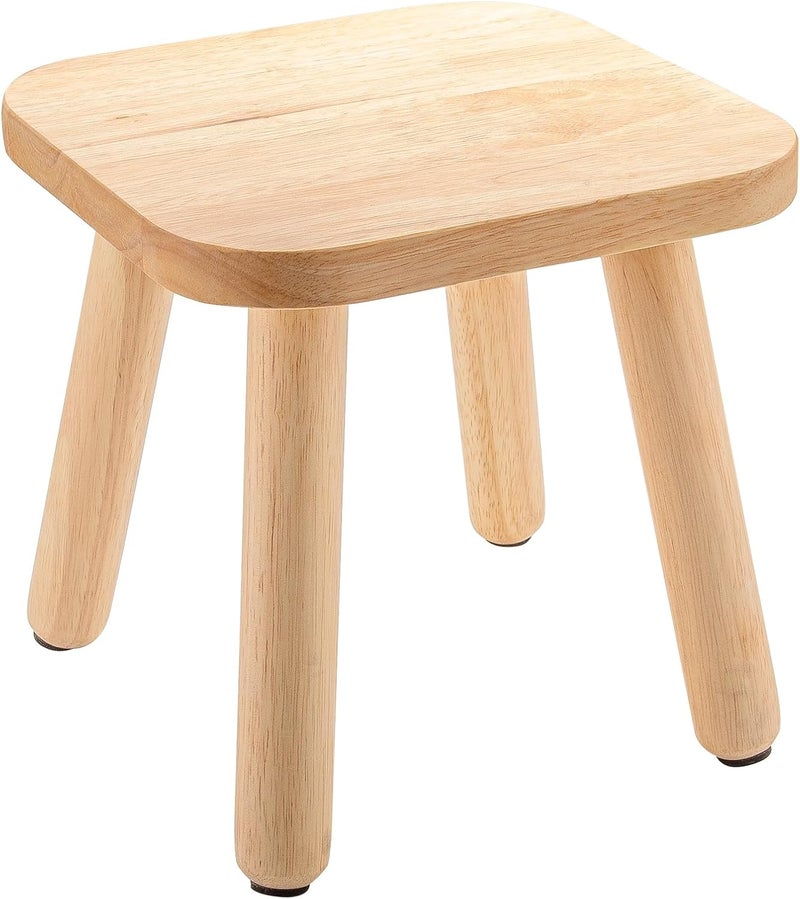 EOKPHULL Wooden Step Stool for Adults, Kitchen Stepping Stools with Four Assembled Legs and Non-Slip Pads, Portable One Step Foot Stool Sitting Stool for Bathroom, Living Room, Bedroom (Natural Wood Color) - Image 1